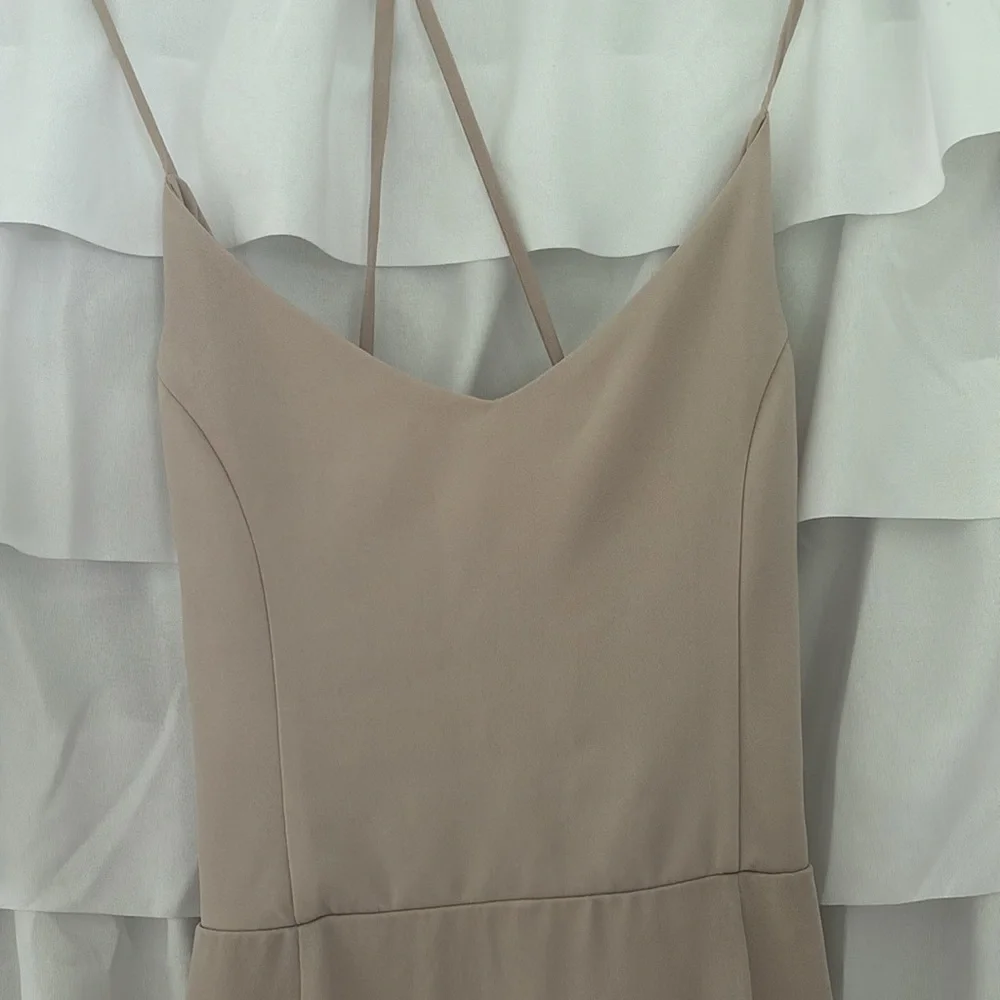 SHOW ME YOUR MUMU Beige Godshaw Goddess Light Taupe Chiffon Gown Size XS - Picture 3 of 9